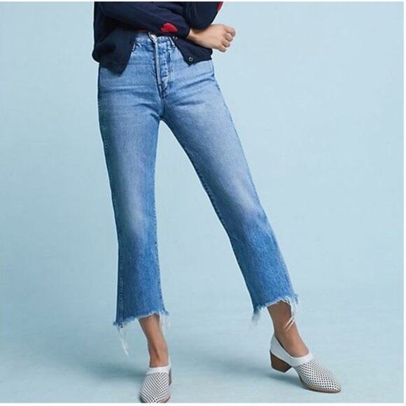 3x1 Womens 25 Shelter Austin Crop Jean Byrd High Rise Raw Frayed Hem Button Fly - Picture 12 of 13